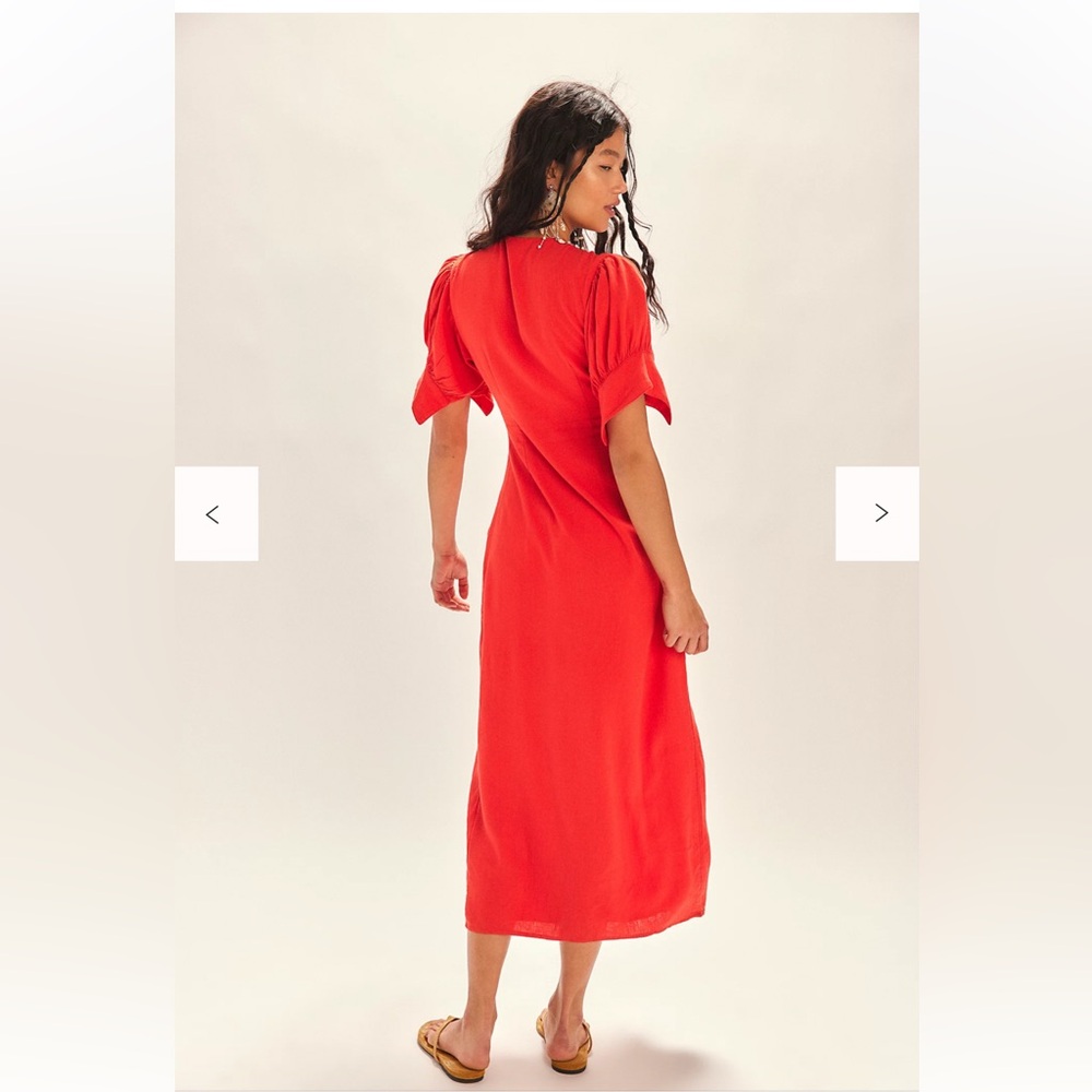 Free People Red Knot-Front Midi Dress - Picture 2 of 8